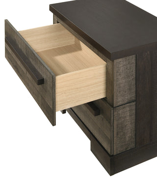 Sunvega Contemporary Two Drawer Nightstand with Brown Gray Rustic Finish