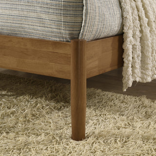 Sunvega Rubberwood Queen Bedroom Set with Corduroy Upholstered Bed Dresser Mirror Nightstand