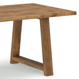 Sunvega Solid Mango Wood Farmhouse Dining Table with Burnt Wax Finish