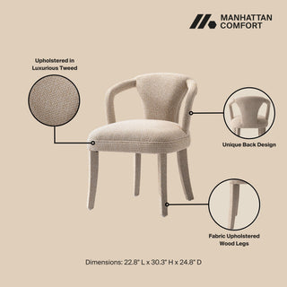 Sunvega Mid-Century Modern Tweed Upholstered Armchair for Dining and Living Room