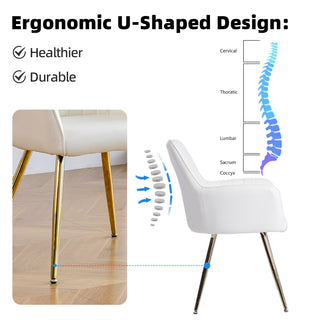 Sunvega Blue Velvet Mid-Back Dining Chairs with Gold Plated Legs for Living Room