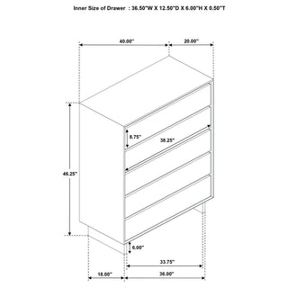 Sunvega Compact Four-Drawer Chest with Felt-Lined Drawer and Mitered Trim