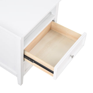 Sunvega Weston Midnight Blue 2-Drawer Nightstand with Nickel Knobs and Open Shelf