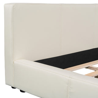 Sunvega Stylish Gray Upholstered King Bed with Faux Leather and Wood Frame