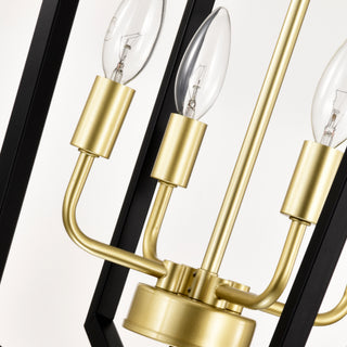 Sunvega 4-Light Matte Black and Gold Modern Industrial Chandelier for Dining Room