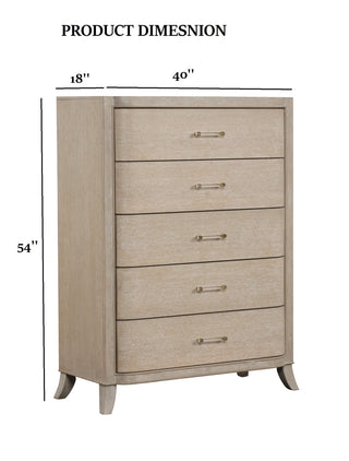 Sunvega Transitional Natural Oak Chest with Dovetail Drawers and Acrylic Handles