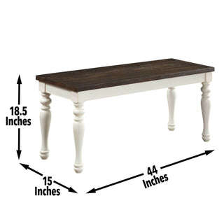 Sunvega Acacia and Asian Hardwood Bench with Wire Brushed Two Tone Finish