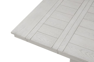 Sunvega Rustic White Oak Dining Table with Extendable Leaf Block Trestle Base