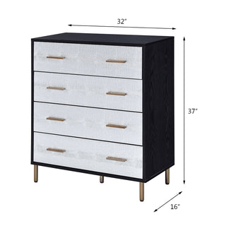 Sunvega Modern Nightstand with Patterned Drawer Fronts and Three Spacious Storage Drawers