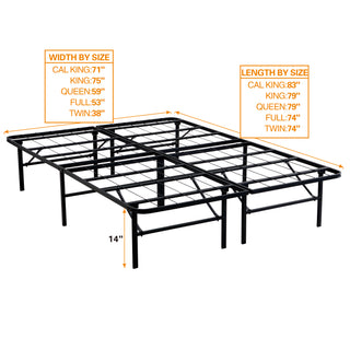 Sunvega Heavy Duty Steel Slat King Size Metal Platform Folding Bed Frame