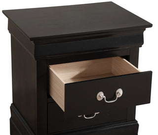 Sunvega Elegant Black Nightstand With Two Drawers And Durable Solid Frame