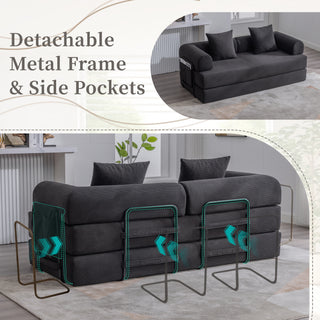 Sunvega Foldable Compressible Sofa with Metal Frame and Cushions for Small Spaces