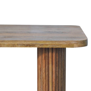 Sunvega Solid Mango Wood Soba Bench with Chunky Legs and Oak Finish