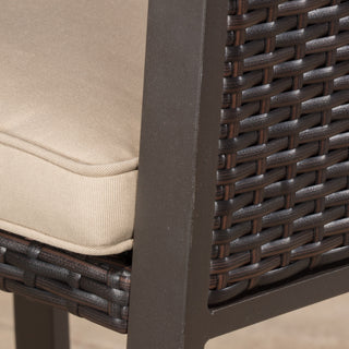Sunvega Iron and Aluminum Frame Bar Stool with Cushion and PE Wicker