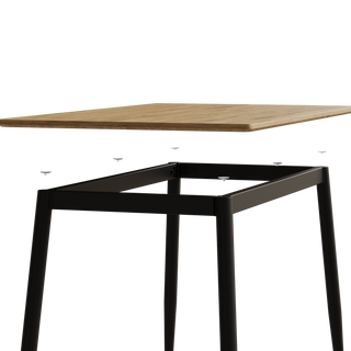 Sunvega Modern Minimalist MDF Grain Dining Table with Black Metal Legs for 4-6 People