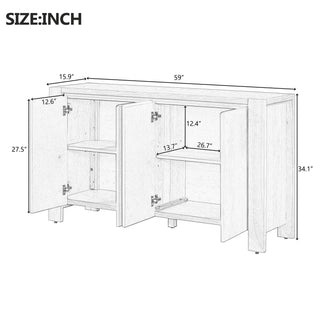 Sunvega Retro Wood Sideboard Buffet Cabinet with Distressed Finish and Adjustable Shelves