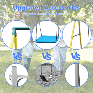 Sunvega Outdoor Metal Swing Set with Safety Belt for Backyard Playtime Fun