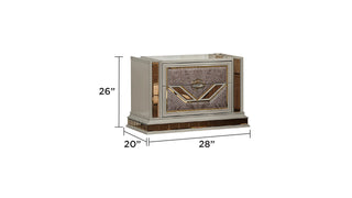 Sunvega Art Deco Nightstand with Gold Accents Spacious Soft Closing Drawers