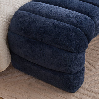 Sunvega Modern Upholstered Armless Bed Bench with Channel Tufted Chenille Ottoman for Living Room