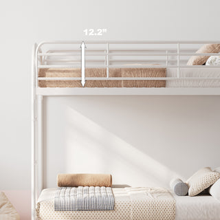 Sunvega Twin Over Twin Metal Bunk Bed with 2 Ladders and Full-Length Guardrail