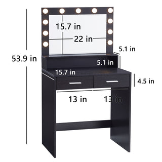Sunvega Hollywood Style Vanity Desk with Mirror and 11 Lights 3 Modes Large Drawer for Bedroom