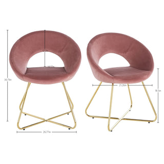 Sunvega Modern Velvet Accent Chairs Set of 2 with Golden Metal Frame and Curved Backrest