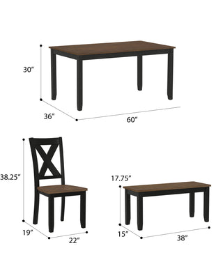Sunvega Brown 6 Piece Dining Table Set with Contemporary Style in Earthen Dusk