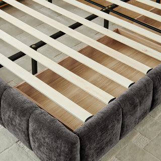 Sunvega California King Size Upholstered Bed with Storage Drawers and Soft Chenille Fabric Headboard