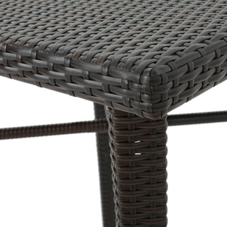 Sunvega All Weather Wicker and Iron Frame 32.5 Inch Square Bar Table