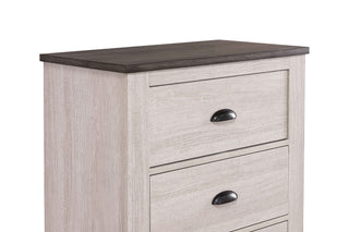 Sunvega Contemporary Gray Wooden Nightstand with Two Drawers and Metal Hardware