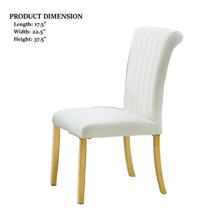 Sunvega Contemporary Gold and White Channel Tufted Back Dining Chair with O-Shaped Legs