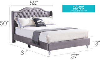 Sunvega Full Upholstered Bed with Sturdy Frame and Transitional Gray Design