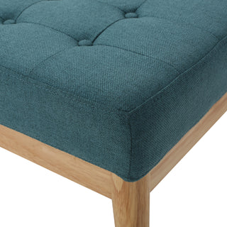 Sunvega Mid Century Modern Tufted Bench with Solid Birch Legs and Natural Finish