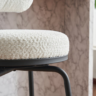 Sunvega Modern Boucle Upholstered Swivel Bar Stools Set of 2 with Metal Legs