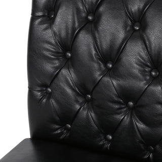 Sunvega Dark Grey Roll Top Button Tufted Dining Chairs Set of 2