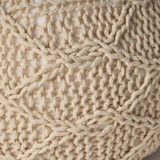 Sunvega Knitted Cotton Round Pouf for Cozy Seating and Footrest in Living Room