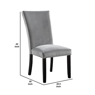 Sunvega Modern Dining Side Chairs with Padded Gray Flannelette Seats and Black Wood Legs