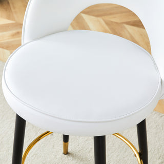 Sunvega Modern White and Dark Gray Spliced PU Upholstered 360 Rotatable Bar Chair