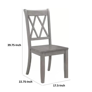 Sunvega Set of Two Gray Solid Wood X Backrest Dining Side Chairs