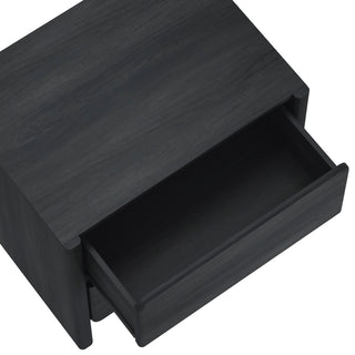 Sunvega Modern Oak Nightstand with Two Spacious Drawers for Bedroom