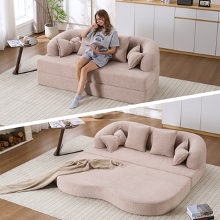 Sunvega 70 Inch Foldable Sofa Bed with 4 Pillows for Living Room Apartment