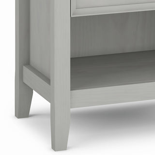 Sunvega Fog Grey Solid Wood Bedside Table with Two Spacious Drawers