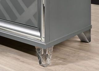 Sunvega Contemporary Silver Chest with Acrylic Legs and Embossed Art Deco Pattern