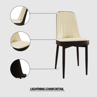 Sunvega Modern PU Leather Dining Chairs with Thick Soft Cushions and Black Metal Legs