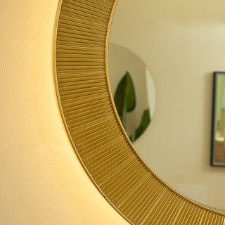 Sunvega Sunburst-Shaped PU Art Decorative Wall Mirror for Bathroom Bedroom