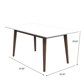 Sunvega Mid-Century Modern Solid Wood Rectangular Dining Table with Brown Stain Finish