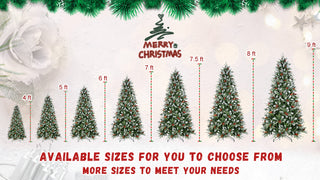 Sunvega Snow-Dusted Christmas Tree with Red Berries Pine Cones for Natural Holiday Decoration