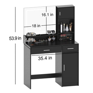 Sunvega Vanity Desk with Mirror LED Light Strip 3 Lighting Modes and Large Drawer