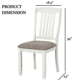 Sunvega Rustic White Slat Back Upholstered Side Chair Set of 2