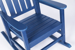 Sunvega All Weather-resistant Black Rocking Chair Set with Wood-Texture and Side Table